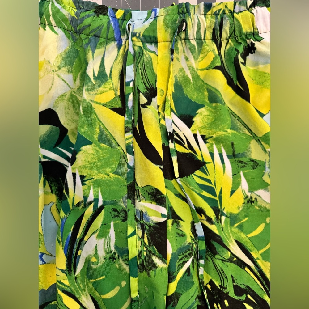 Live 4 Truth Tropical Palm Print Wide Leg Pants Size Large Green Resort Vacation - Picture 3 of 6